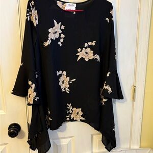 Floral Black Top by Petal Dew